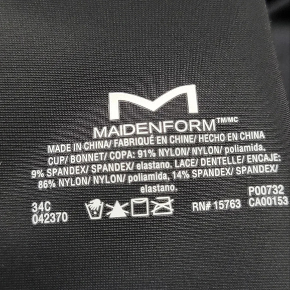 34C Maidenform P00732 Push Up Jacquard Underwire Bra Black NEW WITH TAGS‎ - Picture 4 of 4